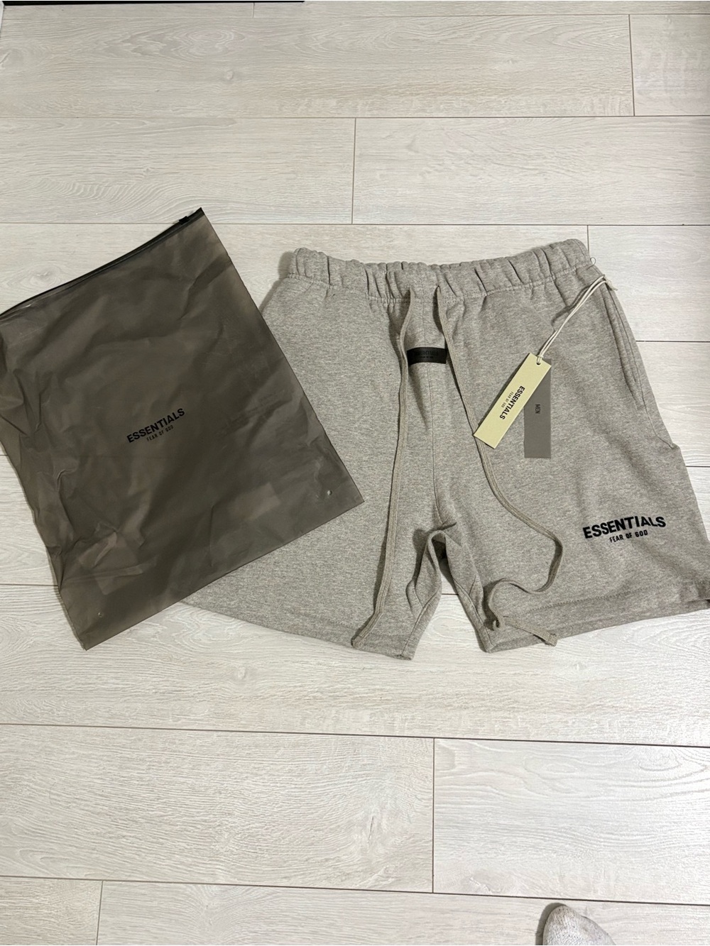 ESSENTIALS Men's Heather Grey Terry Athletic Shorts